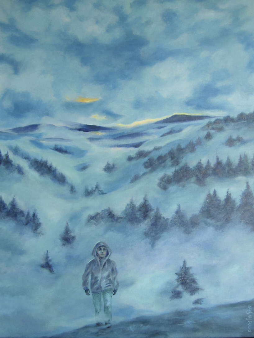 "Vandrar" Akryl på duk 54 x 64 cm "Vandrar" Akryl på duk 54 x 64 cm