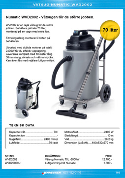 Numatic våtsug WVD202 Numatic våtsug WVD202
