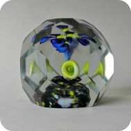 Bohemian glass faceted paperweight