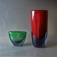 Vicke Lindstrand Kosta two sommerso vases