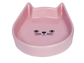 Keramik kattskål - Rosa