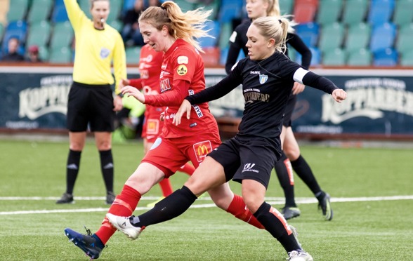 Elin Rubensson, lagkapten i KGFC, är taggad och redo inför bortamatchen mot svåra Kvarnsveden. Foto: PER MONTINI Elin Rubensson, lagkapten i KGFC, är taggad och redo inför bortamatchen mot svåra Kvarnsveden. Foto: PER MONTINI