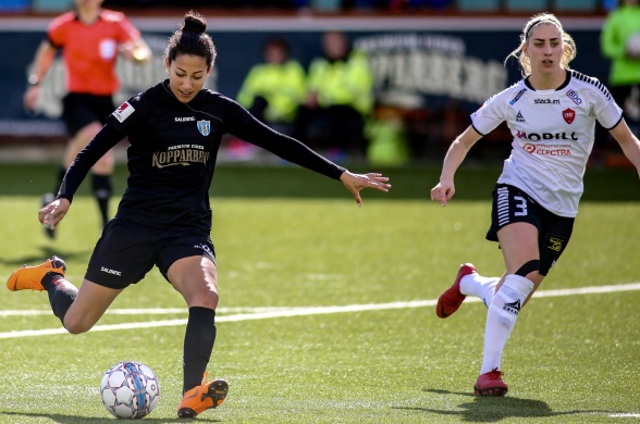 Christen Press målform håller i sig. Mot Limhamn/Bunkeflo blev det två nya fullträffar och nu sammanlagt fyra mål på tre matcher. Foto: PER MONTINI Christen Press målform håller i sig. Mot Limhamn/Bunkeflo blev det två nya fullträffar och nu sammanlagt fyra mål på tre matcher. Foto: PER MONTINI