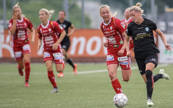 Olivia Schough gjorde en fin insats mot Pietå, men hade såklart ändå svårt att glädja sig över det efter slöndagens förlust. Foto: PER MONTINI Olivia Schough gjorde en fin insats mot Pietå, men hade såklart ändå svårt att glädja sig över det efter slöndagens förlust. Foto: PER MONTINI