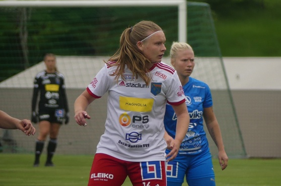 Tilda Boquist gjorde Halmias enda mål i förlusten senast mot Älmhult. Foto: IS Halmia