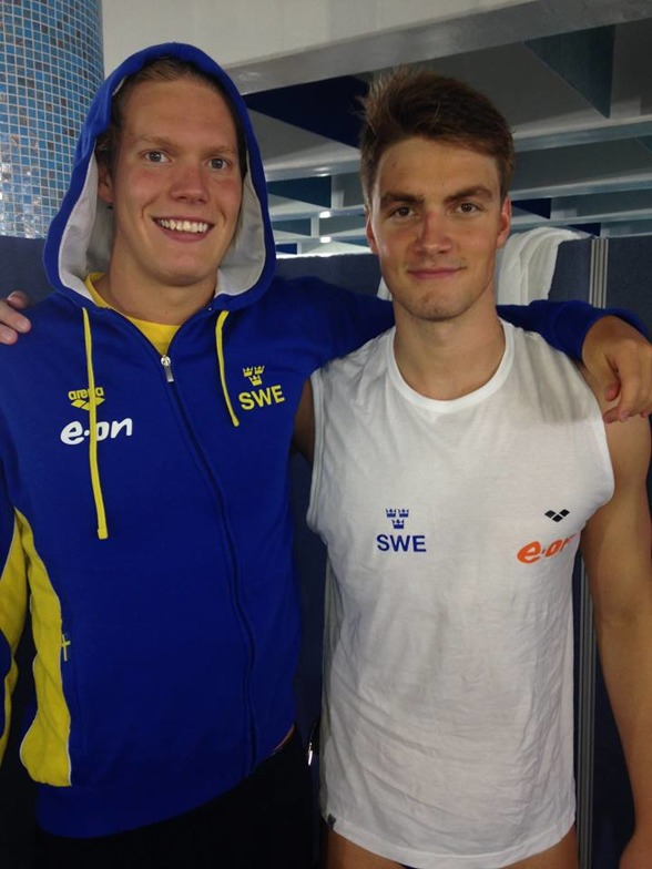 Adam Paulsson och Kristian Kron - svenska simmare i försöken på 400m medley
