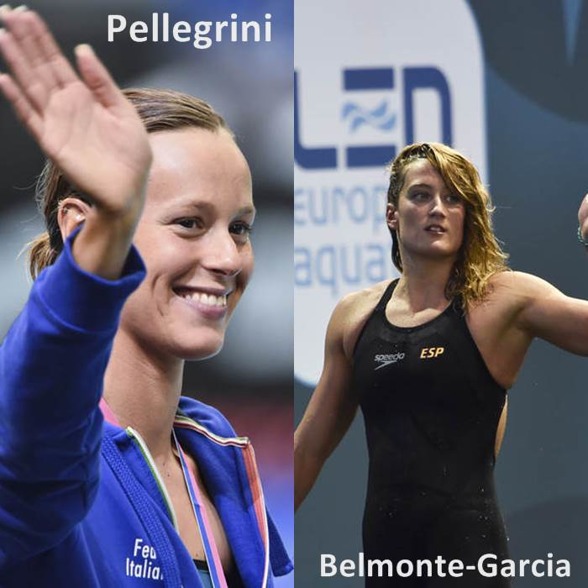 Två av giganterna under EM - Federicia Pellegrini Italien och Mirea Bemonte Garcia Spanien