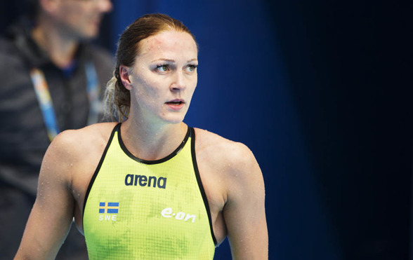 Sarah Sjöström från försöken som etta på 100m fjäril