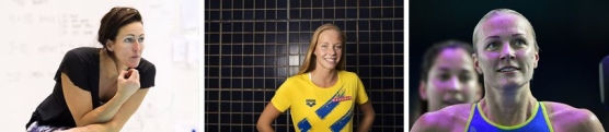 Top 3 genom tiderna på 100m fjäril i Sverige på kort bana: Therese Alshammar, Louise Hansson och Sarah Sjöström