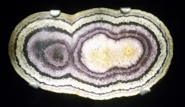 Fluorit, varianten som kallas "Blue John". Fluorit, varianten som kallas "Blue John".