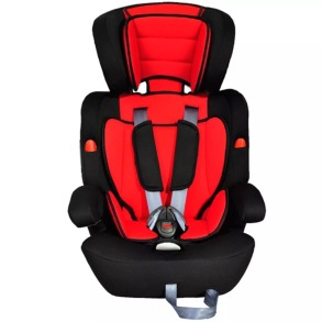 Bilbarnstol med säkerhetsbälte röd/svart