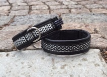 Svart Skinn SMALT med silver fläta & svart bakgrund (nedre)Totalbredd 2 cm Svart Skinn SMALT med silver fläta & svart bakgrund (nedre)Totalbredd 2 cm