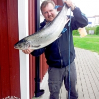 Claus Kann, lax, 8,3 kg och 89 cm. Fångad i Ösarp 16/5.