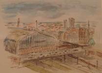 Hamburg Hauptbahnhof  Akvarel
