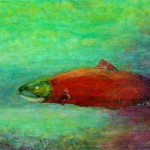 Sockeye salmon Indianlax Oil canvas 55x 70 cm