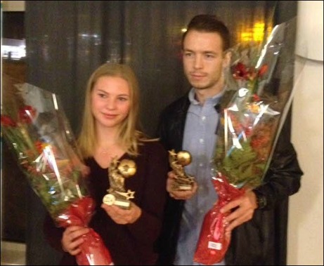 Medelpads Fotbollförbund har utsett Ellen Löfqvist och Jón Gudni Fjóluson till Årets Spelare 2014. Foto: Medelpads Fotbollförbunds hemsida.