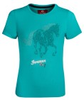 T-shirt för barn, tryck & glitter, turkos