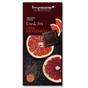 Choklad Mörk 70% Chia & Grapefrukt - Benjamissimo