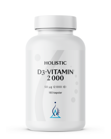 D3-vitamin 2000 IE 360 kapslar – Holistic (b.f. 2023-11-30))