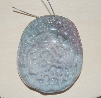 Agat amulett sten, grå, 43x50mm