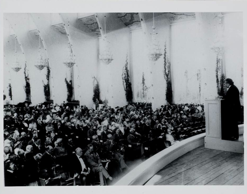 Photograph by Ander Wilhelm Karnell 1923 Einstein delivering Nobel Prize lecture at  Gothenburg, Sweden, during the meeting of the Scandinavian Society of Natural Science.