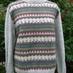 Gröna Ängen helmönstret front jumper/kofta