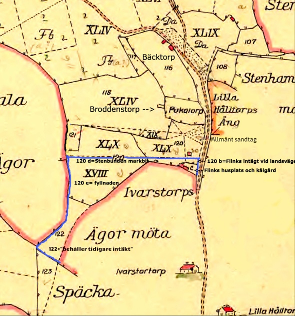 Karta från 1794 var grund för skiftet 1803. (Lantmäteriet Historiska Kartor)