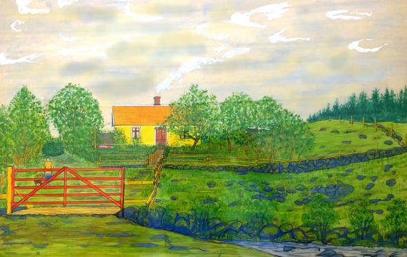 Foto av tavla bakom glas, Kent Friman, 2014 - copyright med publiceringsrätt från Skarke-Varnhems Hembygdsförening som äger tavlan. Foto av tavla bakom glas, Kent Friman, 2014 - copyright med publiceringsrätt från Skarke-Varnhems Hembygdsförening som äger tavlan.