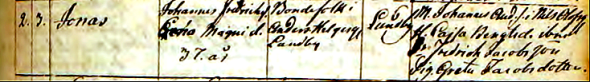 Jonas Johansson född 2/11 1817 av Johannes Fredricksson och Gerda Magnidotter (då 37 år) - bondefolk från Anders Helgesgården, Lundby. Bild ur födelseboken med tillstånd av www.arkivdigital.se Jonas Johansson född 2/11 1817 av Johannes Fredricksson och Gerda Magnidotter (då 37 år) - bondefolk från Anders Helgesgården, Lundby. Bild ur födelseboken med tillstånd av www.arkivdigital.se