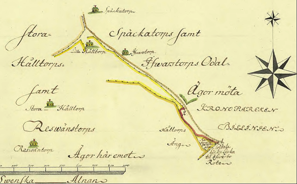 Klicka på bilden för en större karta! (Lantmäteriet Historiska Kartor)