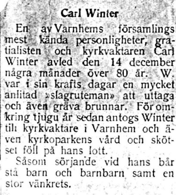 Bild ursprungligen från sonsonen Olle Winter, via Arne Sträng, samlat som pappers-fotokopia i Gunborg Ferms samling, Ljungstorp, 2014 Bild ursprungligen från sonsonen Olle Winter, via Arne Sträng, samlat som pappers-fotokopia i Gunborg Ferms samling, Ljungstorp, 2014