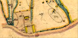 Späckatorp på karta 1867 med byggnaderna mitt för Hålltorp. Klicka på bilden för att se kartan större!