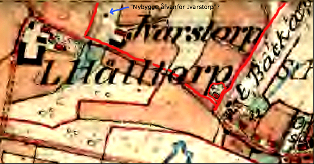 Med rött markerat Ivarstorp samt Flinkebo i nedre högra hörnet.