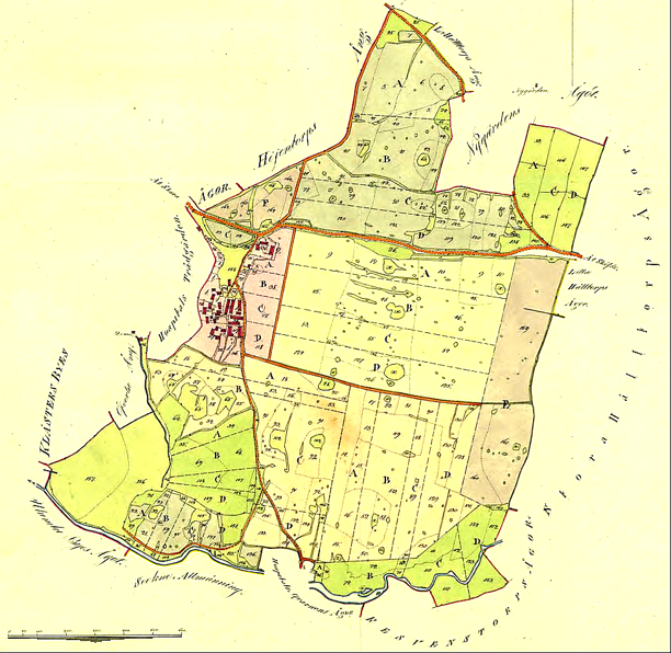 Öfwerbo By - karta med storskiftet 1815. Lantmäteriet Historiska Kartor.
