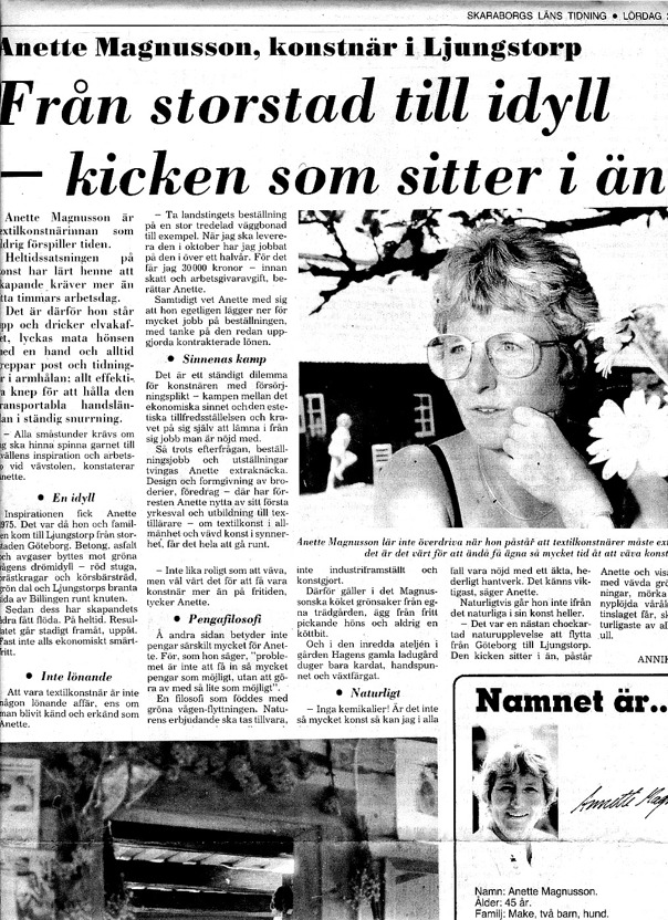 Del av artikel i Skaraborgs läns tidning den 2 juli 1983