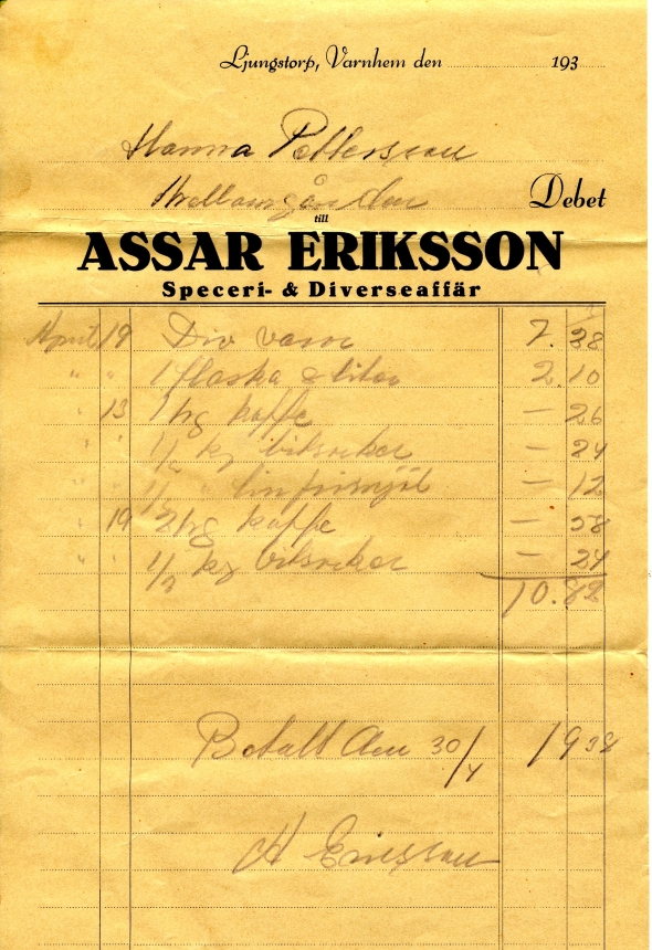 Dokument från Christer Jonssons samiling, Blomberg, Varnhem
