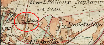 Karta 1877 med markering för 'Äldre Liden' och dess omgivande marker.