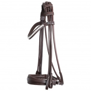 SD® BELISSIMO ROLLED DOUBLE BRIDLE IN BROWN/WHITE - Brunt  stl full