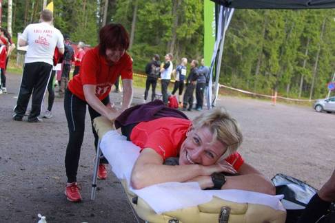 Anlitad som massör till ett stafettlag i löpning i Karlstad. De vann för övrigt Vasastafetten 2013.