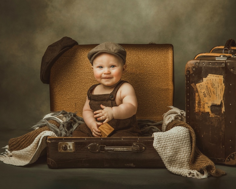 barnfotografering i retrostil