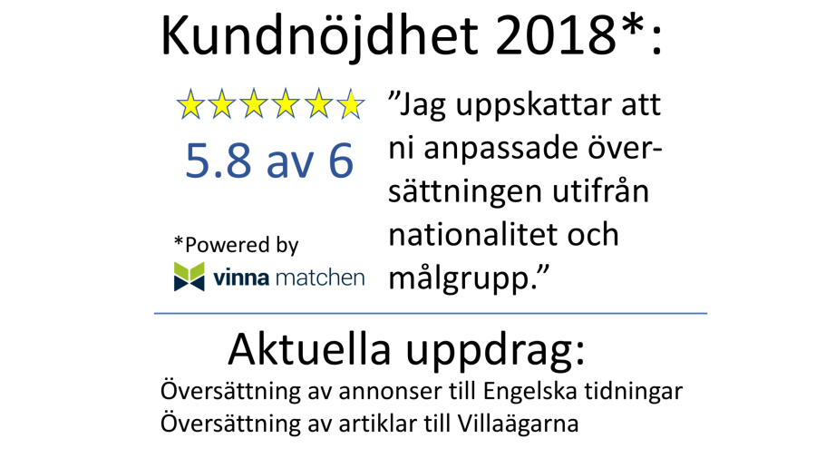 Språktjänster Översättning från svenska till engelska mm