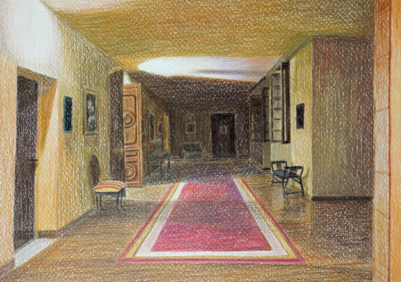 Red carpet, colour pencil, 20x29cm