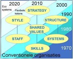 Invloed van ICT en internet  op de structuur van  organisaties (geplot op McKinsey's 7S model)