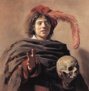 "Young Man with a Skull" på National Gallery. Målning av Frans Hals (ca 1580 - 1666) (förstora med klick)