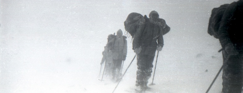 11) One of the last photos taken by the Dyatlov group - approaching their final campsite on Kholat Syakhl. Strong wind is already present. Photo: Dyatlov foundation.