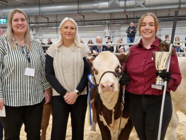 Vinnare SM i showmanship: Christel Lysell. På bild här tillsammans med domarna Jenny Hansson och Jenny Karlsson