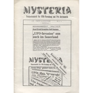 Mysteria; Fachzeitschrift für UFO-Forschung und Prä-Astonautik (1981 - 1982) - Die Mysteria-bibliothek, No. 2