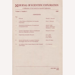 Journal of Scientific Exploration (1987-2005) - 1987 Vol 01 No 01