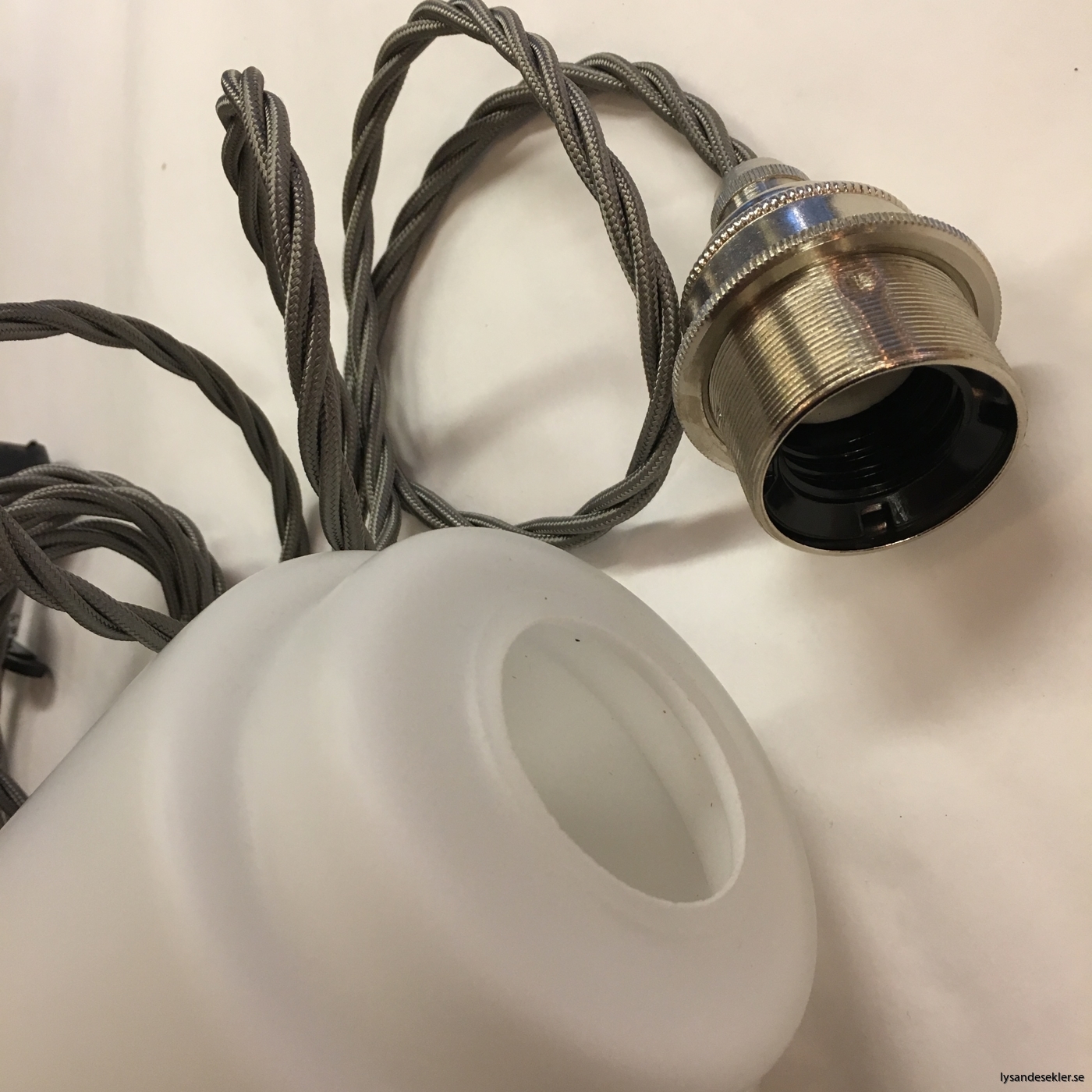 tygsladd textilssladd lampupphäng med 2 ringar utan skruvar för skärm eller glödlampa (25)