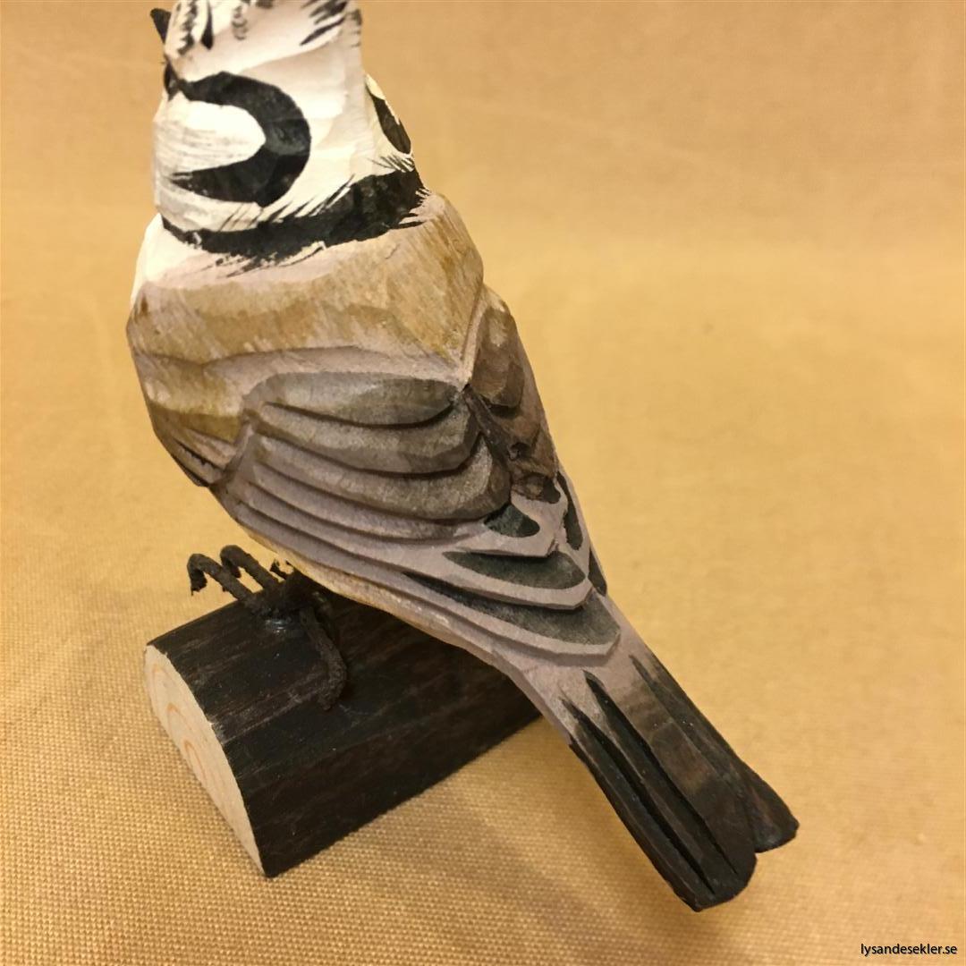 tofsmes handsnidad  i naturlig storlek trä fågel snidad dekoration (5)